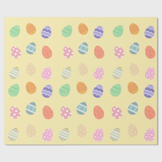 Papier Cadeau Pastel Jaune de Pâques délice avec oeufs de Pâques (Plat)