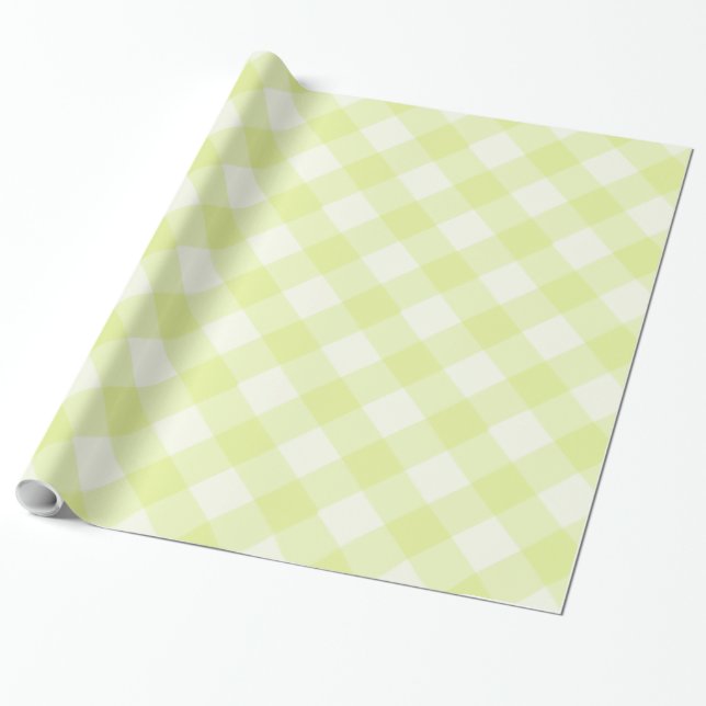 Papier Cadeau Pastel Jaune En vichy Motif (Déroulé)