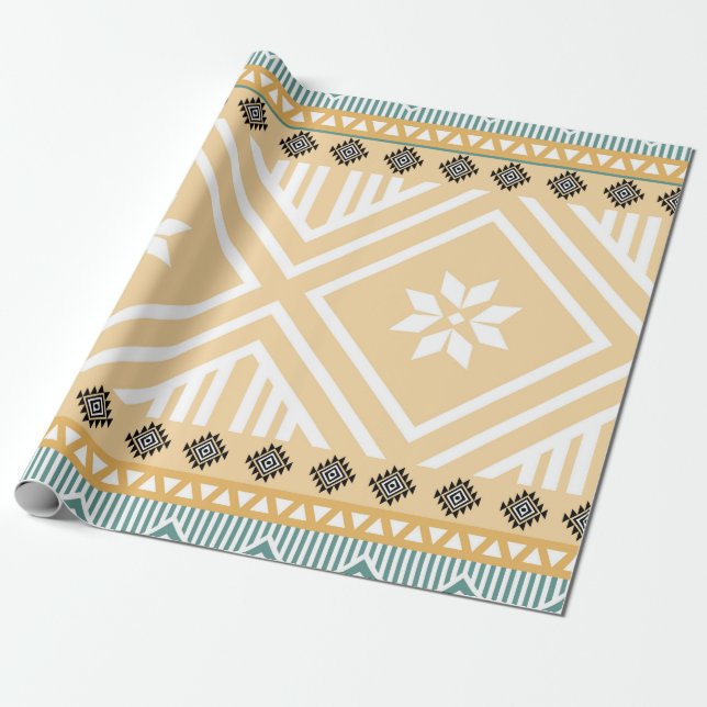 Papier Cadeau Pastel Native Fabric Motif sans couture, Thai Nati (Déroulé)