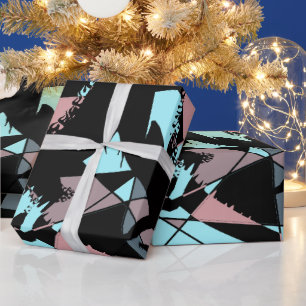 Papier Cadeau Pastel noir bleu rose gris abstrait 