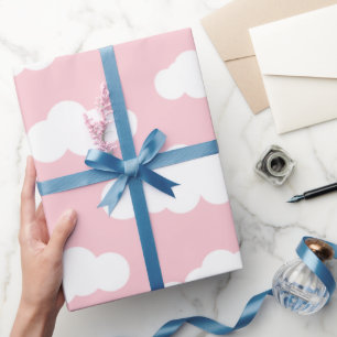 Papier Cadeau Pastel Nuages Asthétique Blanc Et Rose Art