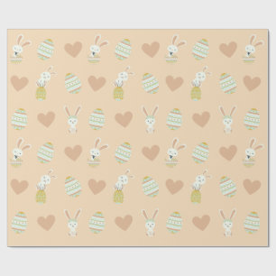 Papier Cadeau Pastel Pâques délice : Motif lapin et oeufs
