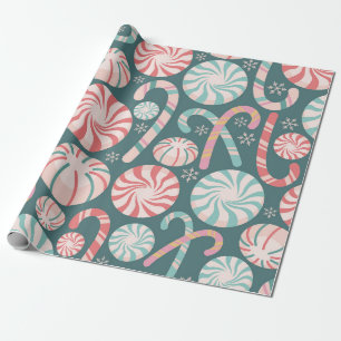Papier Cadeau Pastel Pepperment Sucre de canne Motif sans coutur