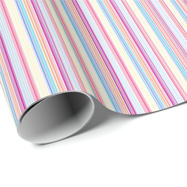 Papier Cadeau Pastel Pink Pinstriped Stripes (Coin rond)
