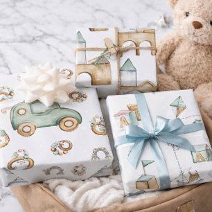 Papier Cadeau Pastel pour Jouets et Voitures