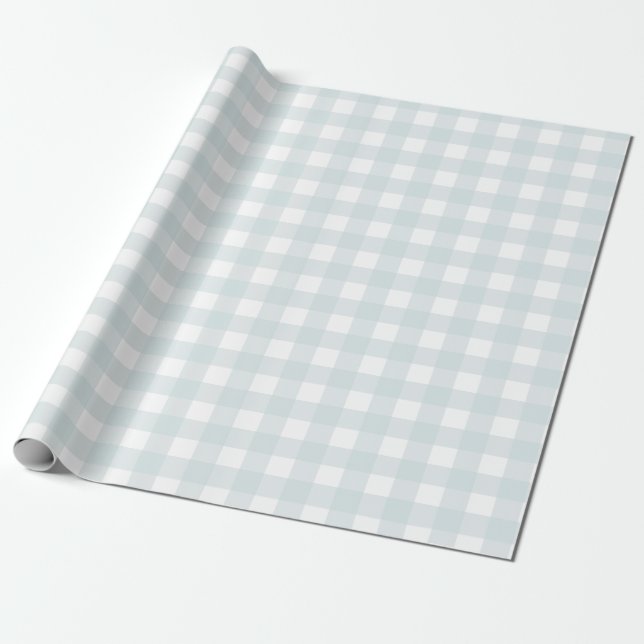 Papier Cadeau Pastel Powder Blue Buffalo Check Plaid Cadeau (Déroulé)