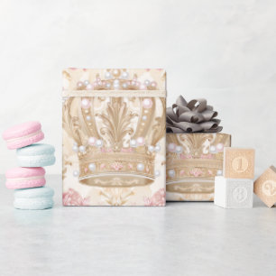 Papier Cadeau Pastel Princess Crowns Damask Pearls