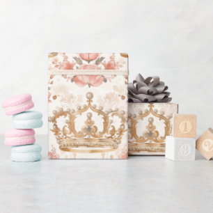 Papier Cadeau Pastel Princess Crowns Damask Pearls