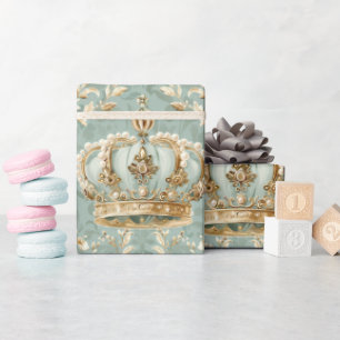 Papier Cadeau Pastel Princess Crowns Damask Pearls