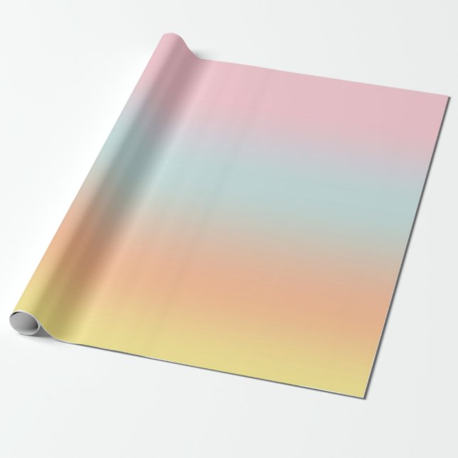 Papier Cadeau Pastel Rainbow Gradient Ombre Esthétique (Déroulé)