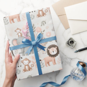Papier Cadeau Pastel Safari papier d'enveloppement animal