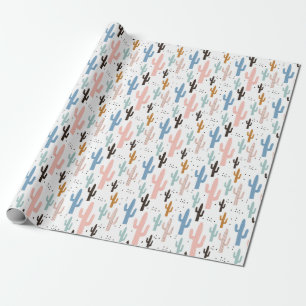 Papier Cadeau Pastel Saguaro Cactus Motif