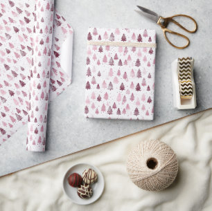 Papier Cadeau Pastel sapin de Noël Motif Bourgogne et argent