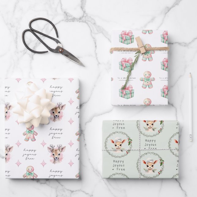 Papier cadeau Pastel Sobriety, Joyous Joyous gratu (Recto)
