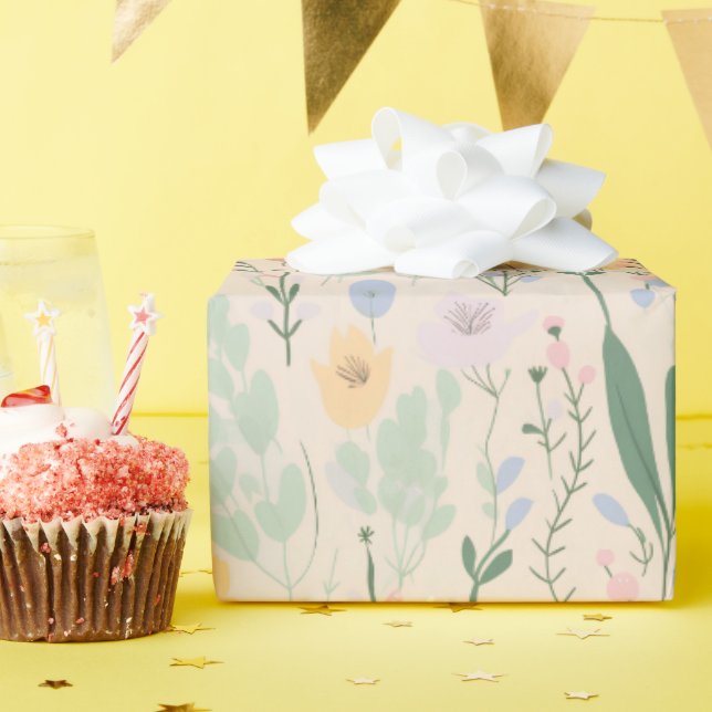 Papier Cadeau Pastel Tulip Design (Fête d'anniversaire)
