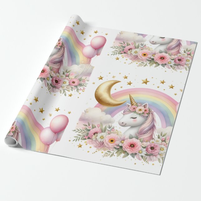 Papier Cadeau Pastel Unicorn (Déroulé)