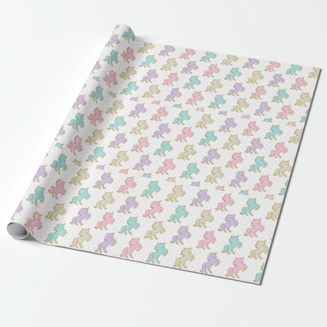 Papier Cadeau Pastel Unicorn Anniversaire (Déroulé)