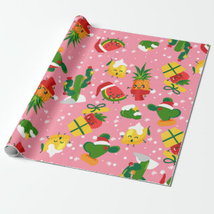 Papier Cadeau pastèque aux fraises de noël citron