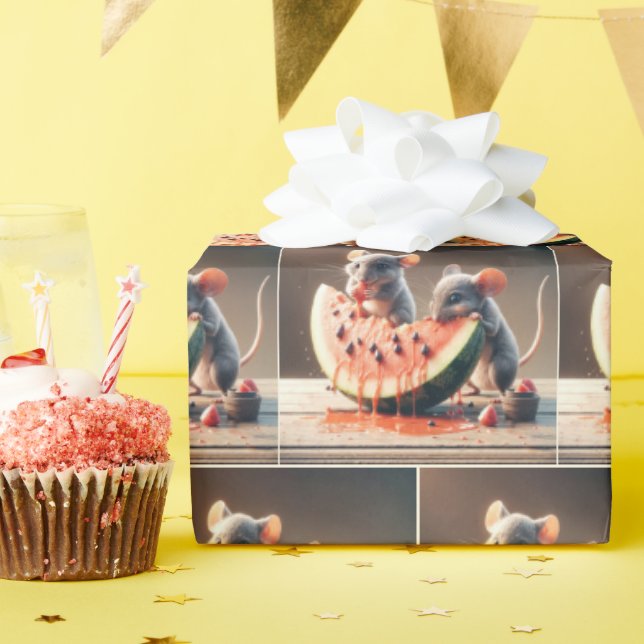 Papier Cadeau Pastèque Mice (Fête d'anniversaire)