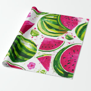 Papier Cadeau Pastèque Mignon Coloré Rose Vert