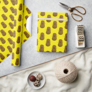Papier Cadeau Patate Douce Joyeuse Jaune Clair