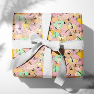Papier Cadeau Patch Citrouille rose