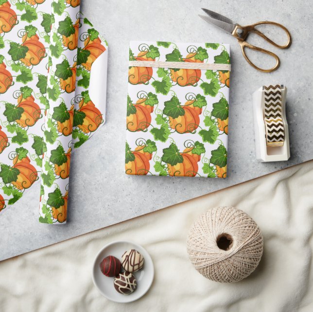 Papier Cadeau Patch de citrouilles d'automne (Artisanat)