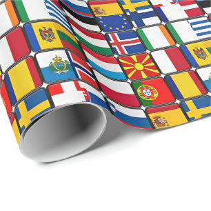 Papier Cadeau Patchwork de drapeaux européens