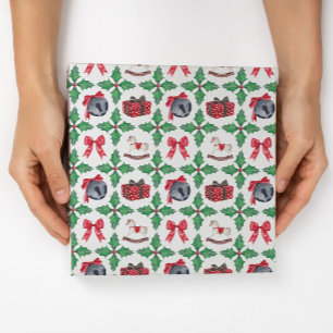 Papier Cadeau Patchwork de Noël au houx héritage