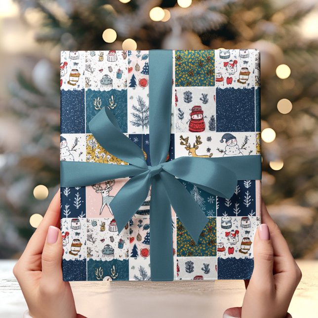 Papier Cadeau Patchwork de Noël Fantaisiste  (Créateur téléchargé)