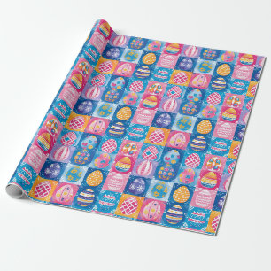 Papier Cadeau Patchwork d'oeufs de Pâques : Art de Vacances colo