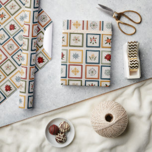 Papier Cadeau Patchwork Joyeux d'Éléments de Noël