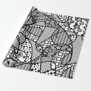 Papier Cadeau Patchwork noir et blanc 04 de motif