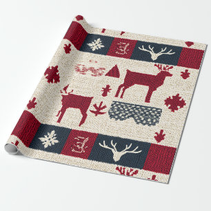 Papier Cadeau Patchwork nordique de Noël   Rennes (2)
