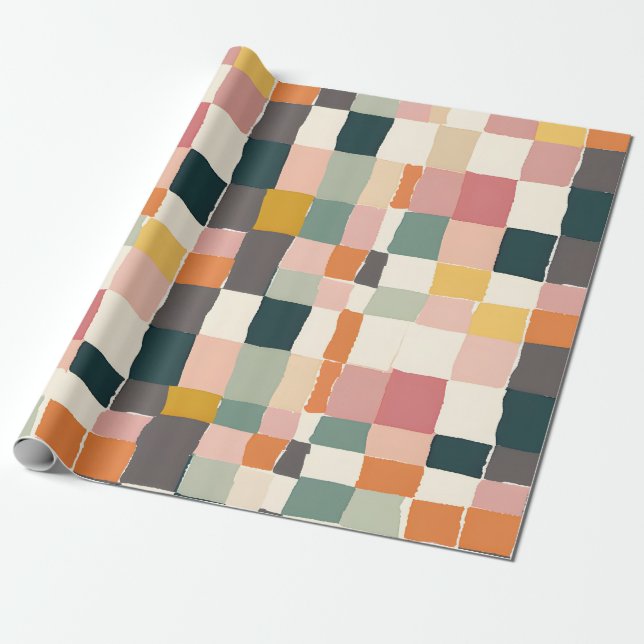 Papier Cadeau Patchwork Pastels (Déroulé)