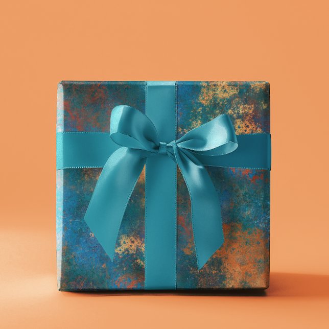 Papier Cadeau Patina Copper Distressed Turquoise  (Créateur téléchargé)