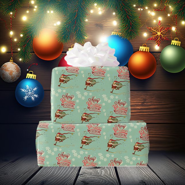 Papier Cadeau Patinage écologique à la menthe Santa Claus (Créateur téléchargé)