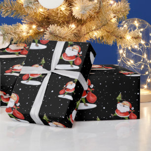 Papier Cadeau Patinage Père Noël Cute Noël aquarelle dessin