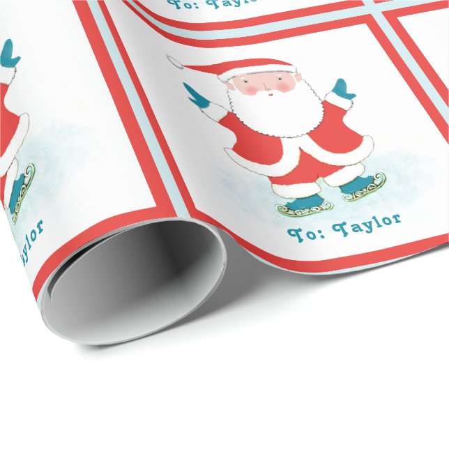 Papier Cadeau Patinage sur glace Cadeau de Noël (Coin rond)