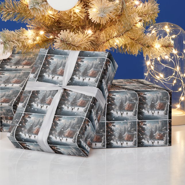Papier Cadeau Patinage sur glace de Noël (Vacances)