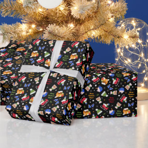 Papier Cadeau Patinage sur glace Snowman et Sleigh Personnalisé