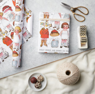 Papier Cadeau Patinage sur glace vintage ⛸ papier poupées Cadeau