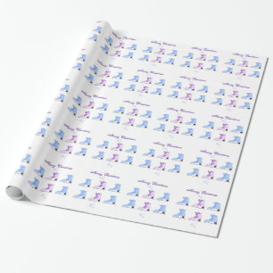 Papier Cadeau Patins à glace bleu et violet