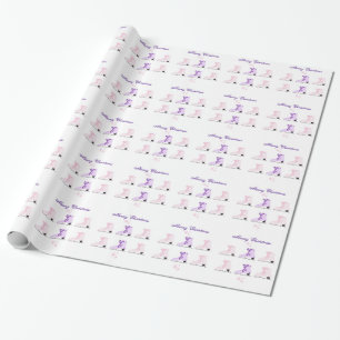 Papier Cadeau Patins à glace roses et violets