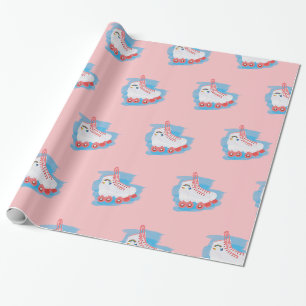 Papier Cadeau Patins à rouleaux avec éclaboussure d'aquarelle