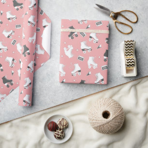 Papier Cadeau Patins à rouleaux rétro et cassettes de cassettes