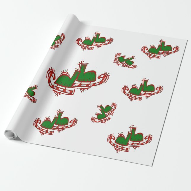 Papier Cadeau Patins de Noël - (Déroulé)