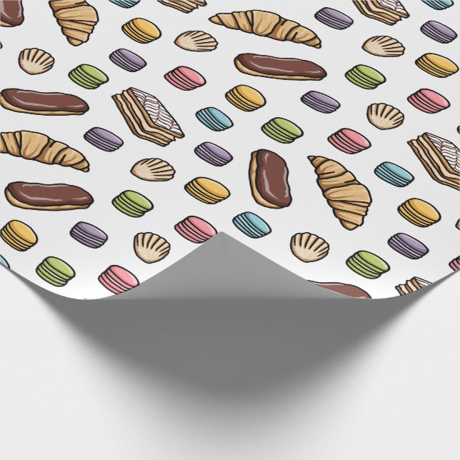 Papier Cadeau Pâtisseries françaises Macaron Motif sucré (Coin)