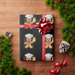 Papier Cadeau Pâtissier Mignon Bonhomme en Pain d'Épices Noël Cu