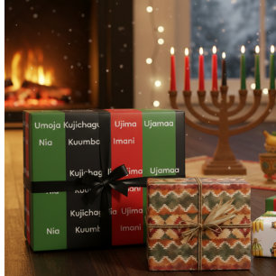 Papier Cadeau Patrimoine africain Principes du Kwanzaa Nguzo Sab